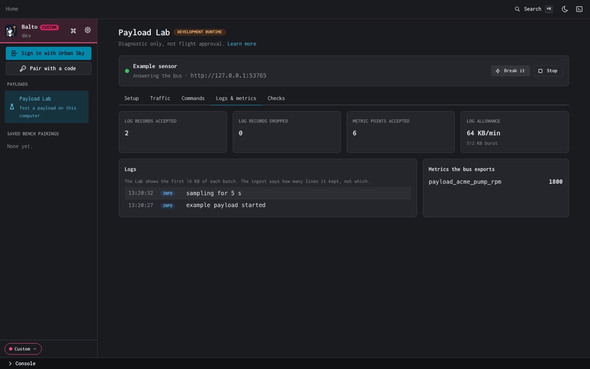 Logs & metrics: what the payload pushed and what the ingest kept